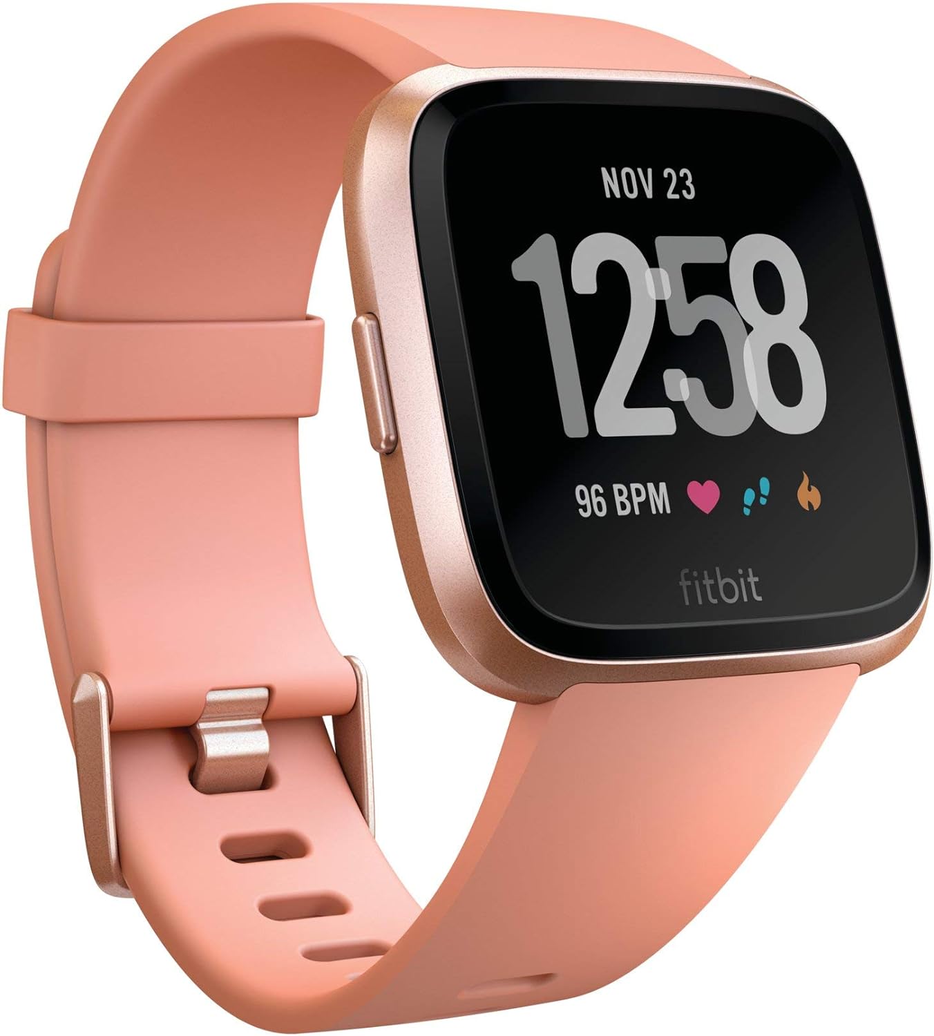 Fitbit Versa Smart Watch, Peach/Rose Gold Aluminium, One Size (S & L Bands Included) – (Renewed)